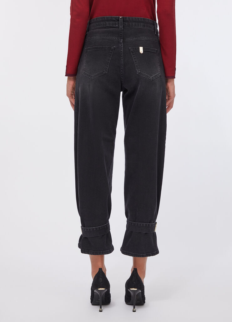 Джинсы-бананы с высокой посадкой черный деним Liu Jo - large image number 1