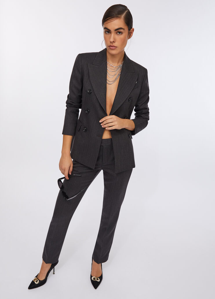 Pinstriped cigarette trousers pinstripe slate Liu Jo - large image number 2 Pinstriped cigarette trousers pinstripe slate Liu Jo - large image number 2