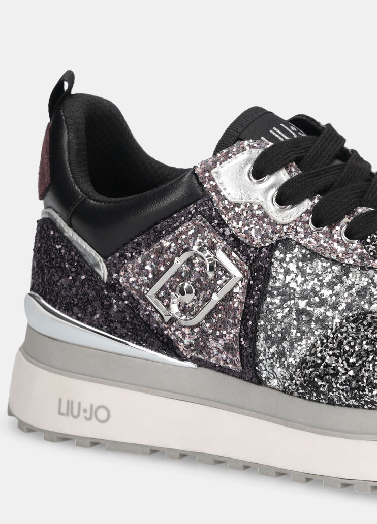 Plateau-Sneaker mit Allover-Glitzer Silber Liu Jo - medium