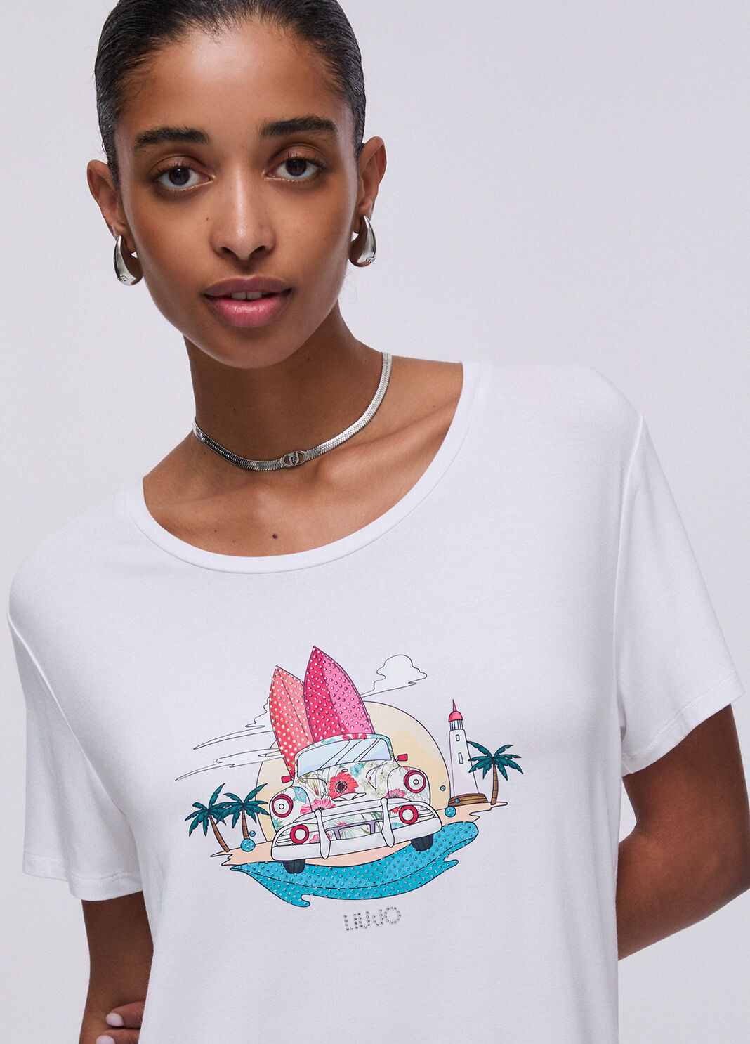 Short jersey dress white Liu Jo - large image number 4