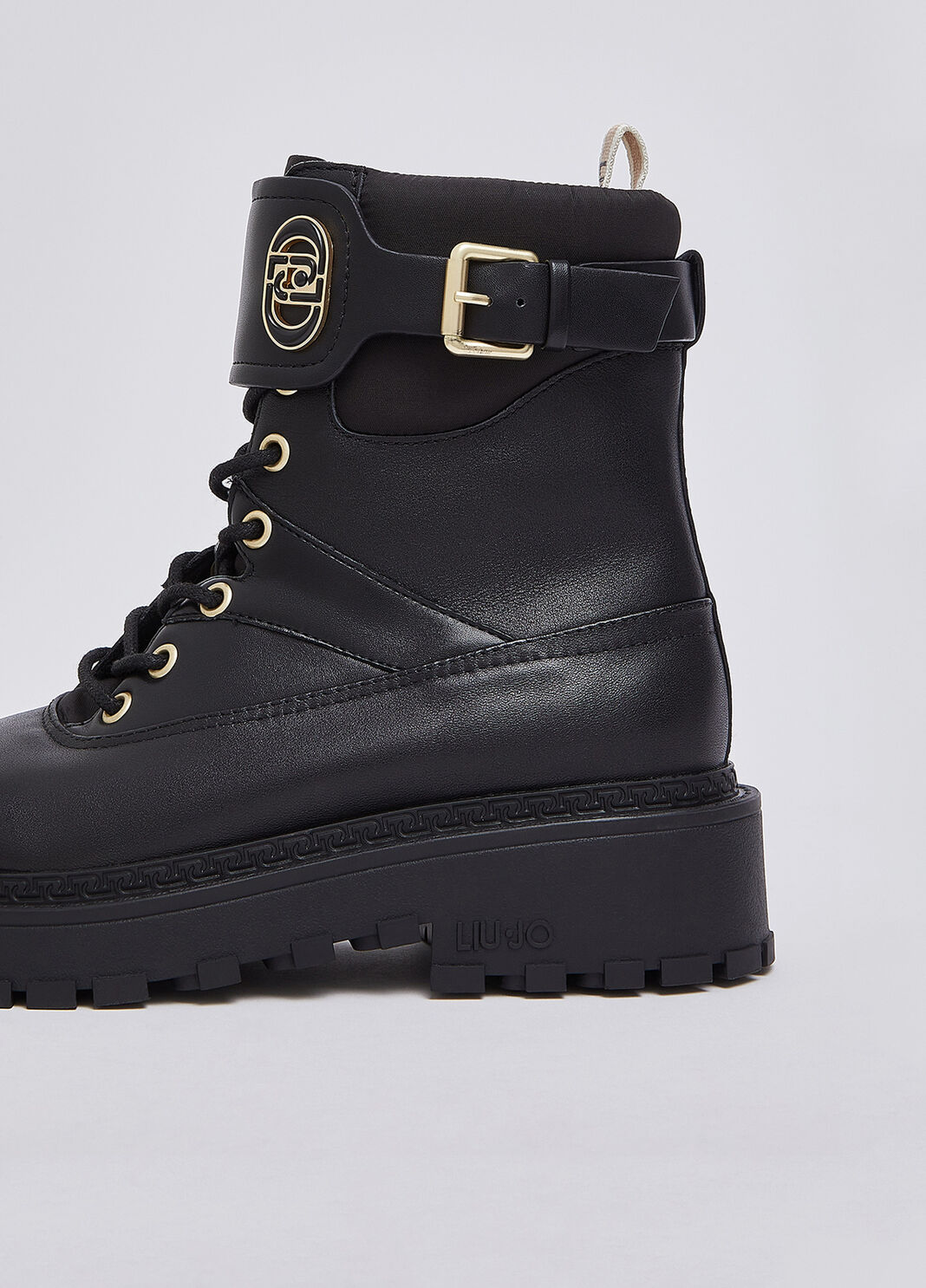 Schn&uuml;rboots aus Leder und Nylon Schwarz Liu Jo - large image number 4