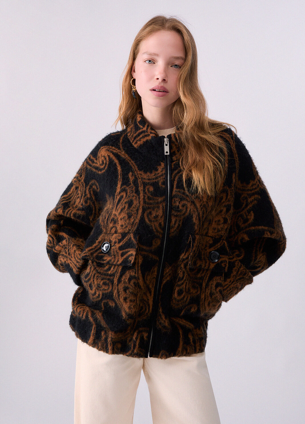 Bomber de punto jacquard paisley Liu Jo - large image number 0