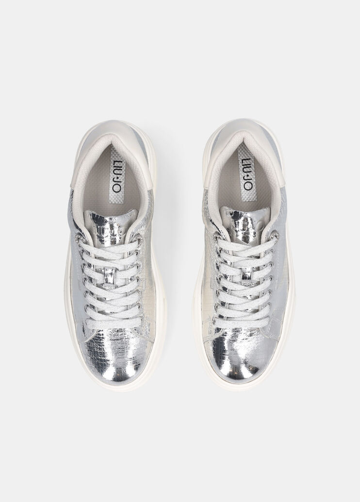 Cracked-effect sneakers silver Liu Jo - large image number 4 Cracked-effect sneakers silver Liu Jo - large image number 4