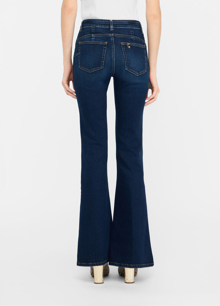 Flare-Jeans mit Gürtel Dunkles Denimblau Liu Jo - large image number 1 Flare-Jeans mit Gürtel Dunkles Denimblau Liu Jo - large image number 1