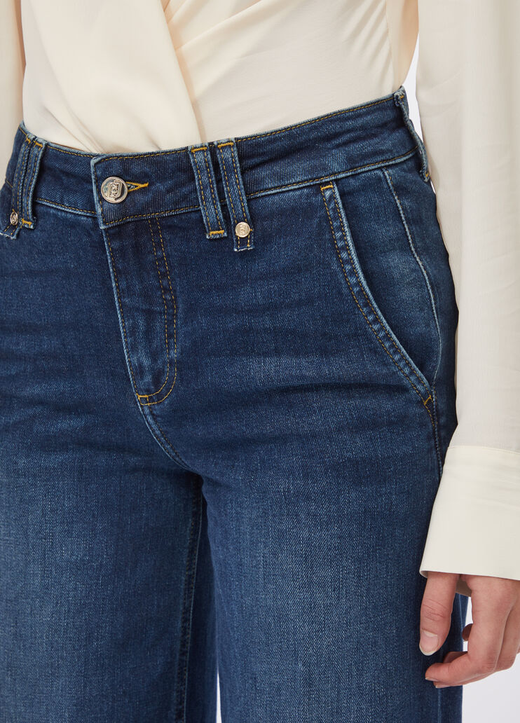 Vaqueros acampanados de talle alto denim azul claro Liu Jo - medium