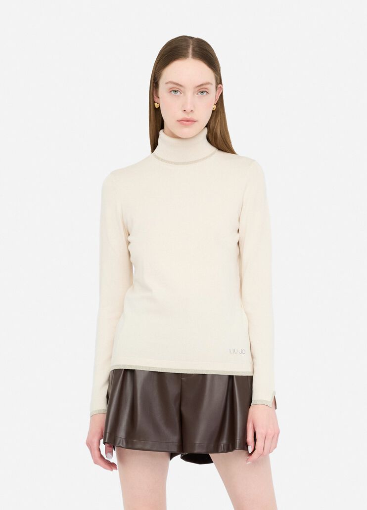 Polo-neck with lurex® details light beige Liu Jo - medium