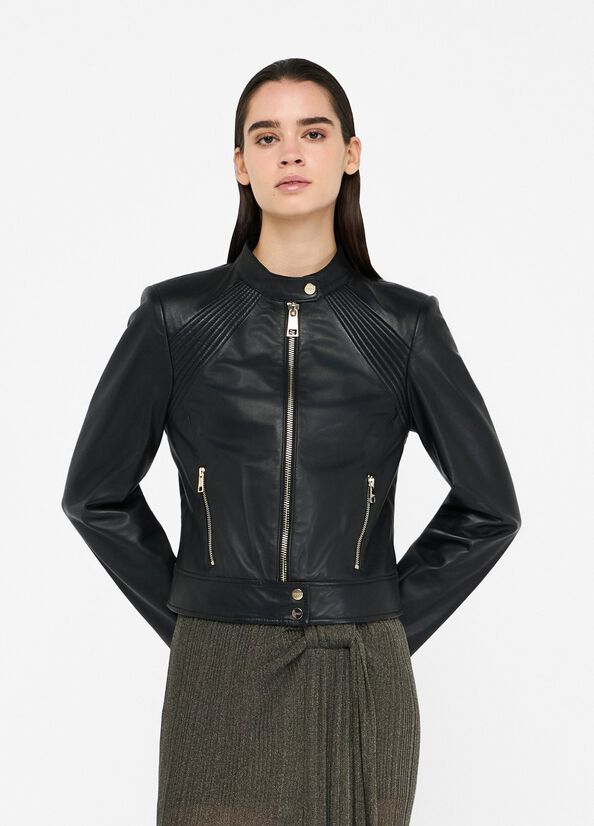 Leather biker jacket black Liu Jo - medium