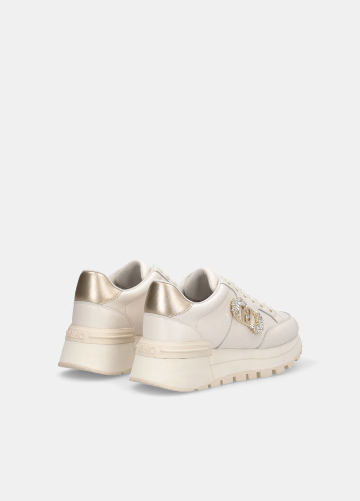Leather sneakers with jewel logo white Liu Jo - large image number 3