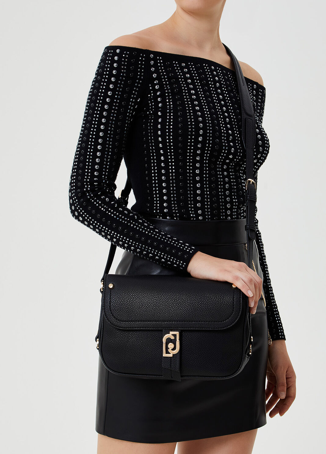 Bandolera con logotipo Negro Liu Jo - large image number 1