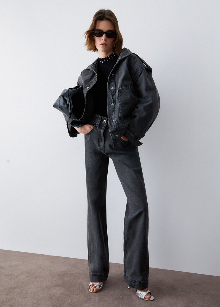 Jeans flare a vita alta denim nero Liu Jo - medium