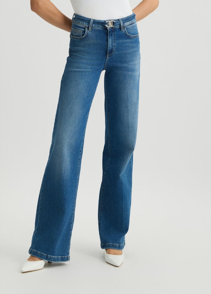 Flared jeans with belt blue denim Liu Jo - large image number 0 Flared jeans with belt blue denim Liu Jo - large image number 0