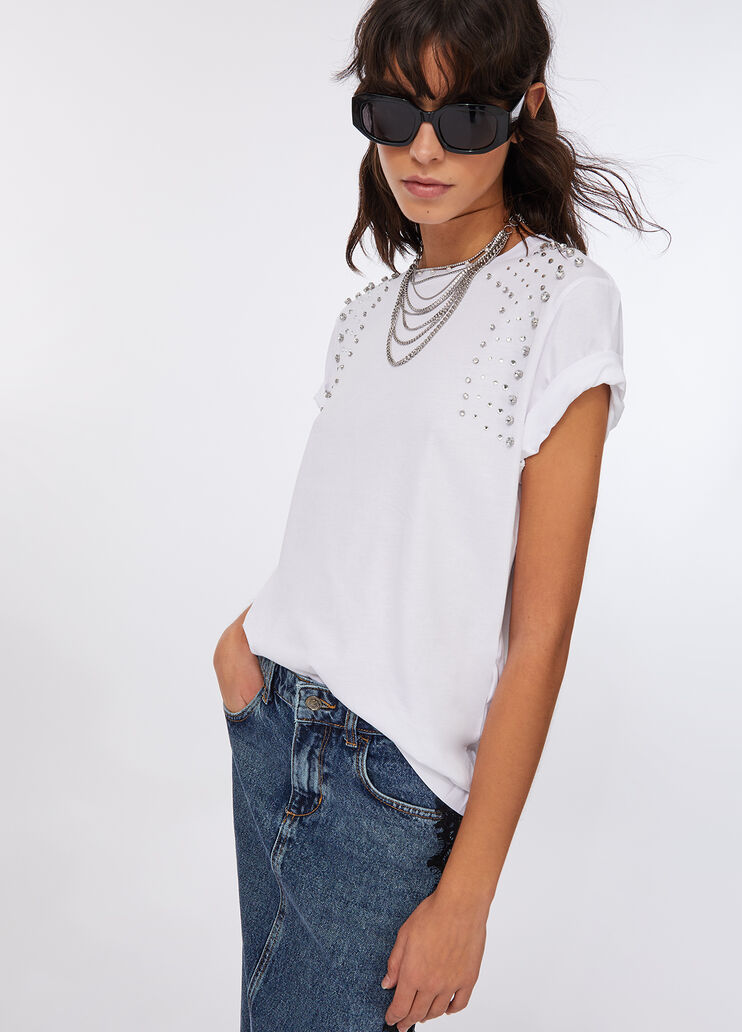 T-shirt with jewel embroidery white Liu Jo - large image number 4