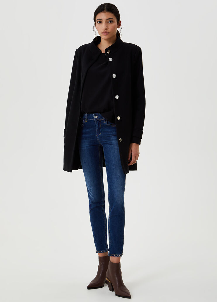 Coat with jewel buttons Black Liu Jo - large image number 3 Coat with jewel buttons Black Liu Jo - large image number 3
