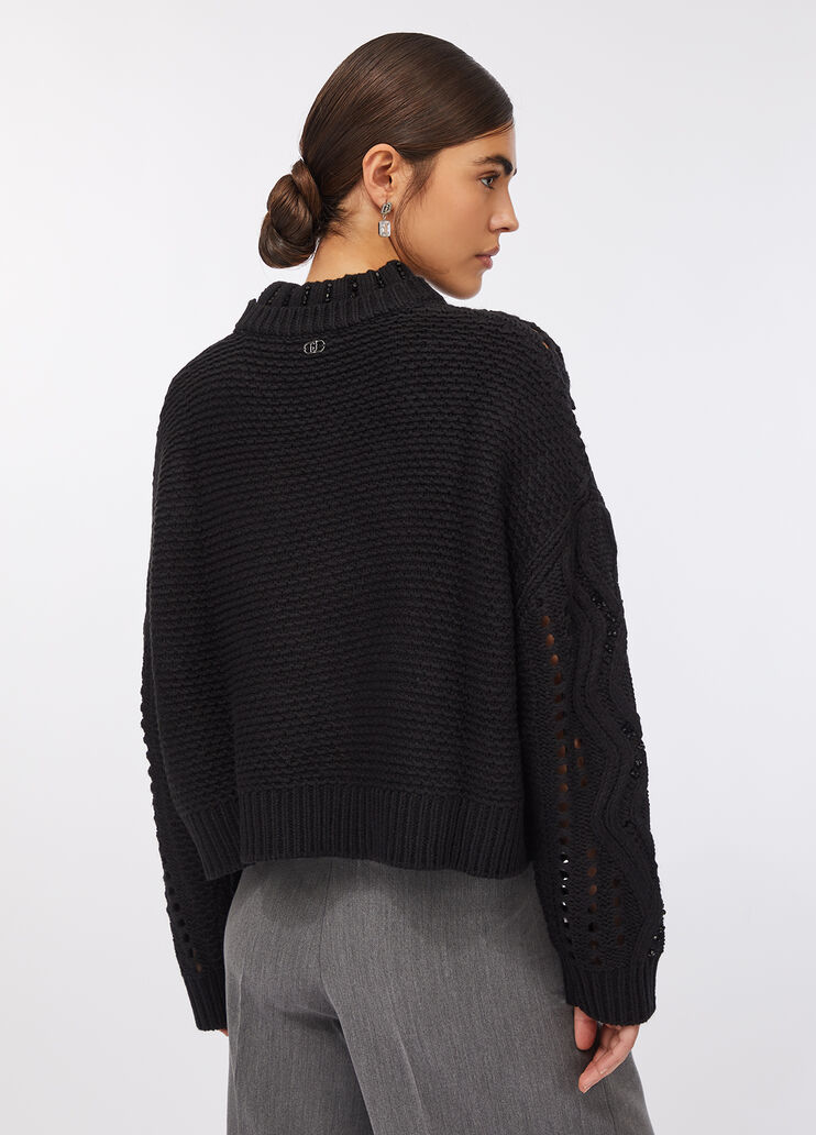 Wool jumper with openwork detailing black Liu Jo - large image number 1