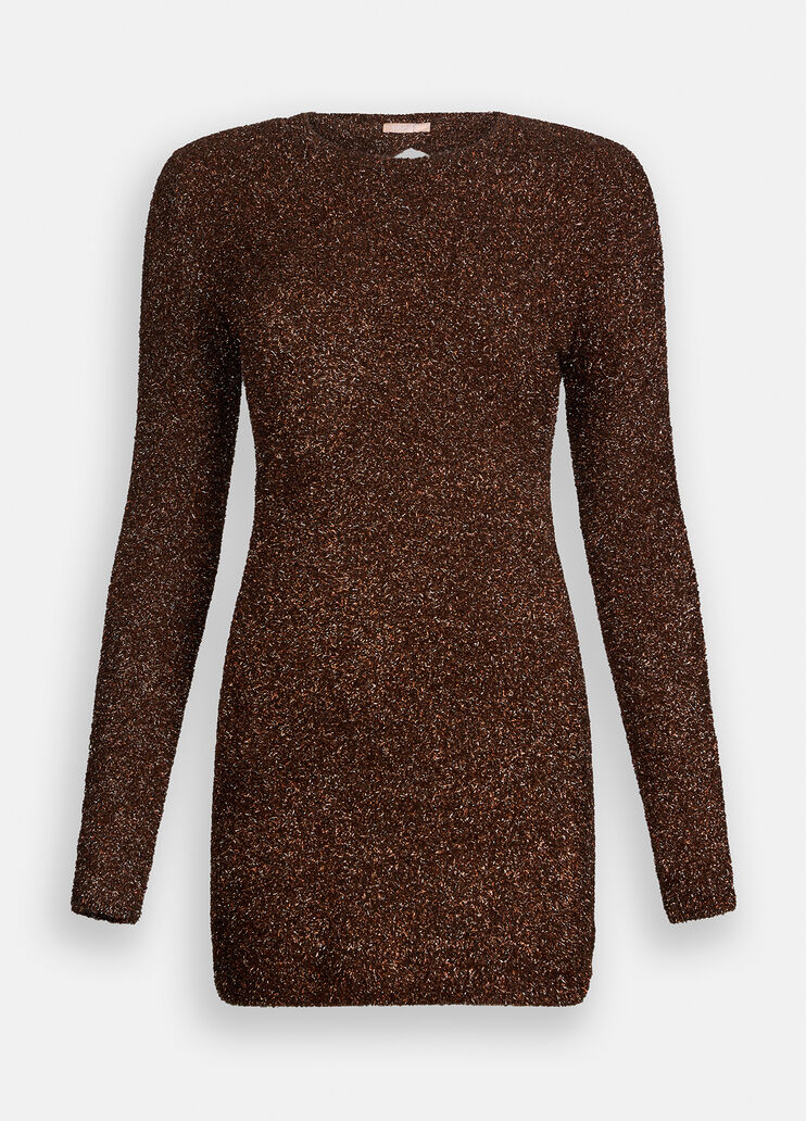 Knit dress with shoulder pads rust Liu Jo - large image number 6 Knit dress with shoulder pads rust Liu Jo - large image number 6