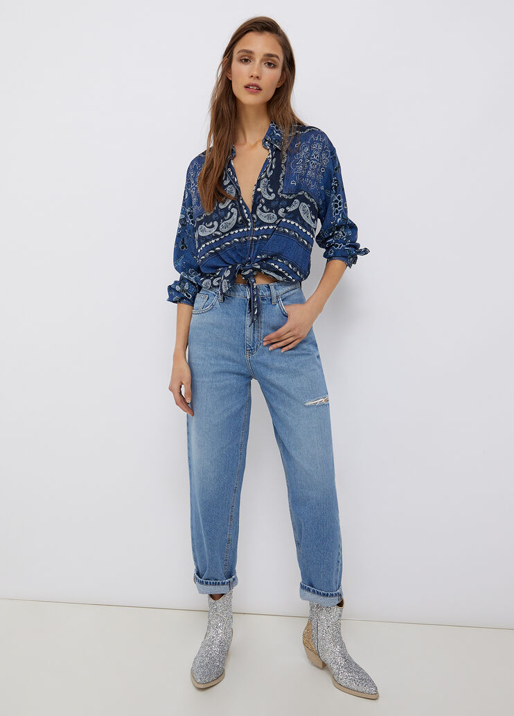 Boyfriend jeans with foulard blue denim Liu Jo - large image number 3 Boyfriend jeans with foulard blue denim Liu Jo - large image number 3