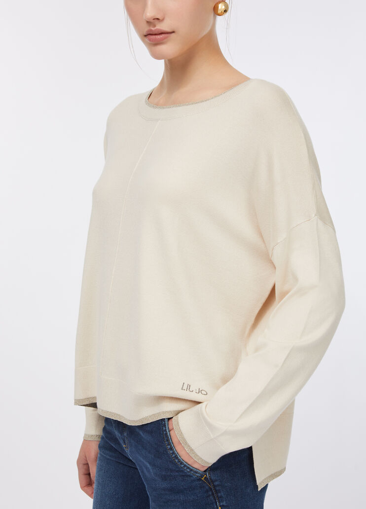 Pullover mit Lurex®-Details Hellbeige Liu Jo - large image number 3