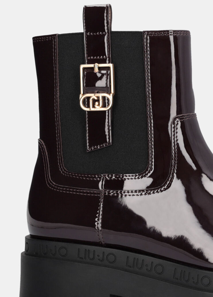 Plateau-Stiefelette aus Lackleder Amarone-Rot Liu Jo - large image number 5 Plateau-Stiefelette aus Lackleder Amarone-Rot Liu Jo - large image number 5