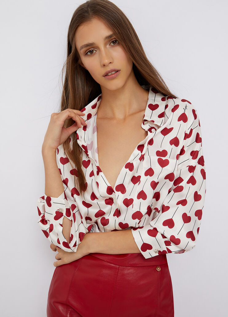Eco-friendly shirt with hearts print red with hearts Liu Jo - large image number 0