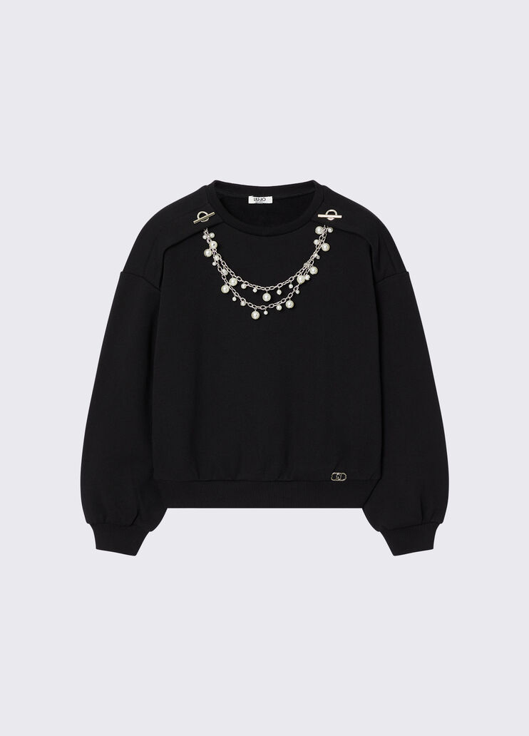 Sweatshirt with Jewel Accessories black Liu Jo - medium