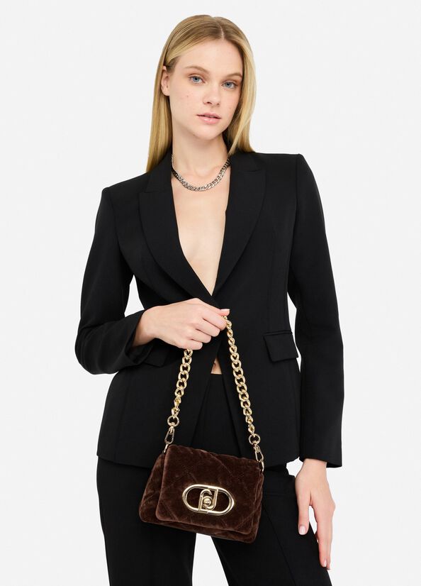 Sac petit format LaPuffy en velours marron foncé Liu Jo - large image number 0