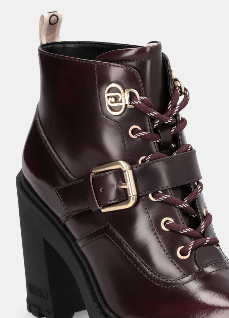 Полусапоги из брашированной кожи темно-винный Liu Jo - medium