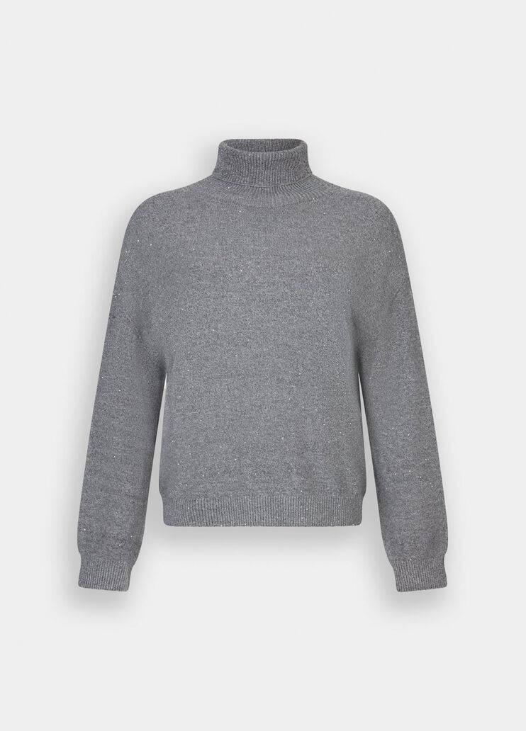 Polo-neck with micro-sequins grey Liu Jo - large image number 6