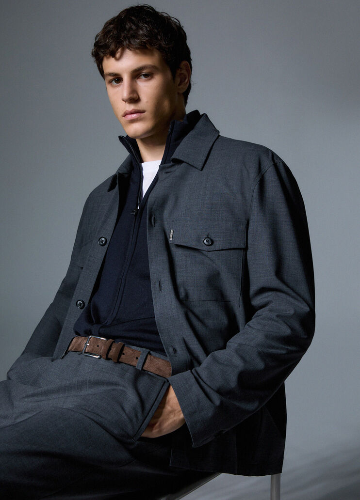 Wool Blend Overshirt Jacket dark grey Liu Jo - medium