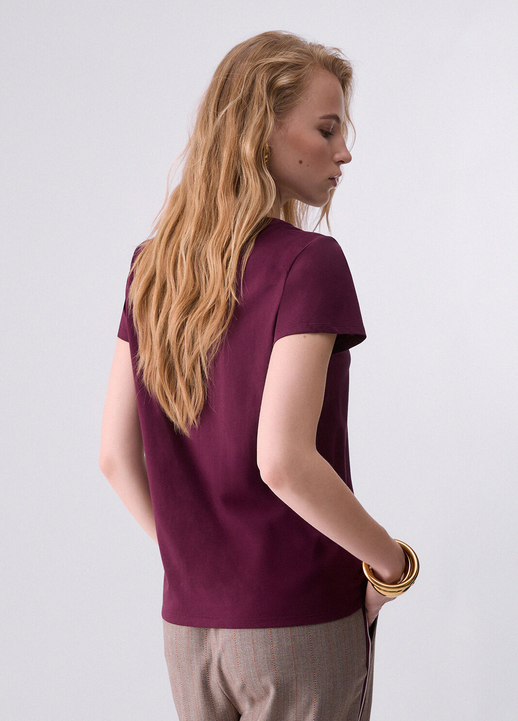 T-shirt avec logo et strass aubergine Liu Jo - large image number 1