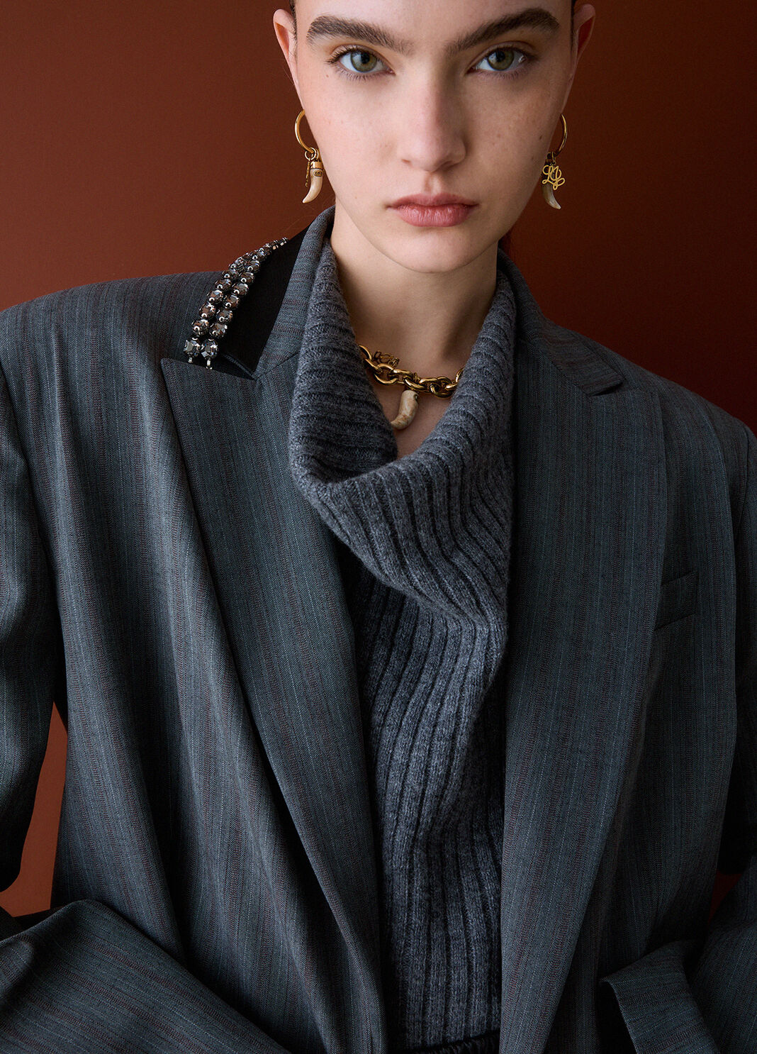 Pinstripe Cropped Jacket dark grey Liu Jo - large image number 3