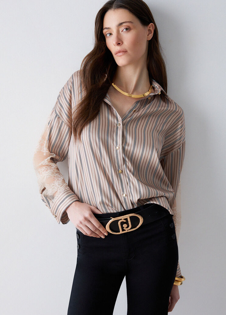 Ceinture bustier en cuir noir et or Liu Jo - medium