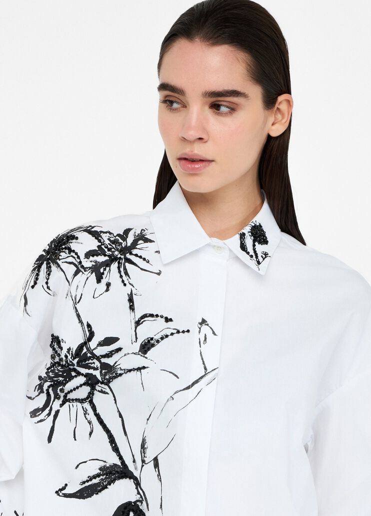 Oversized poplin shirt with print white Liu Jo - medium Oversized poplin shirt with print white Liu Jo - medium