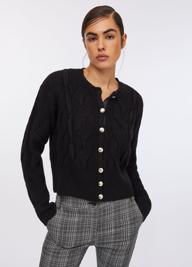 Cable knit wool cardigan black Liu Jo - medium Cable knit wool cardigan black Liu Jo - medium