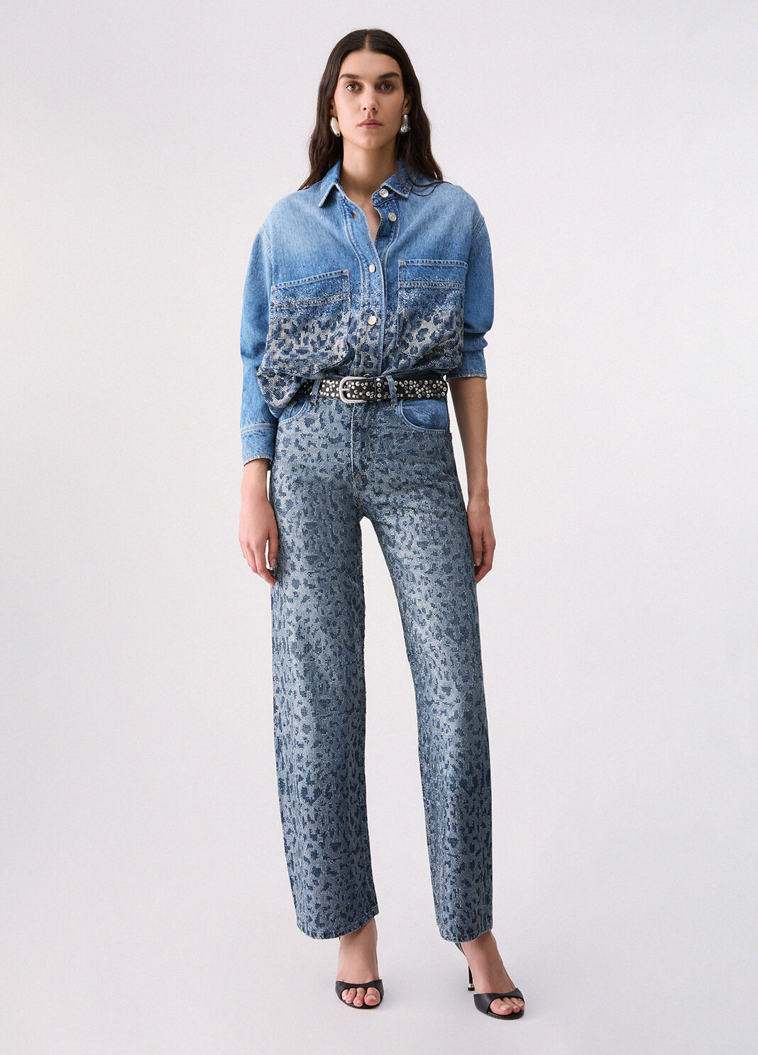 Jeans rectos con strass animal denim azul Liu Jo - large image number 5