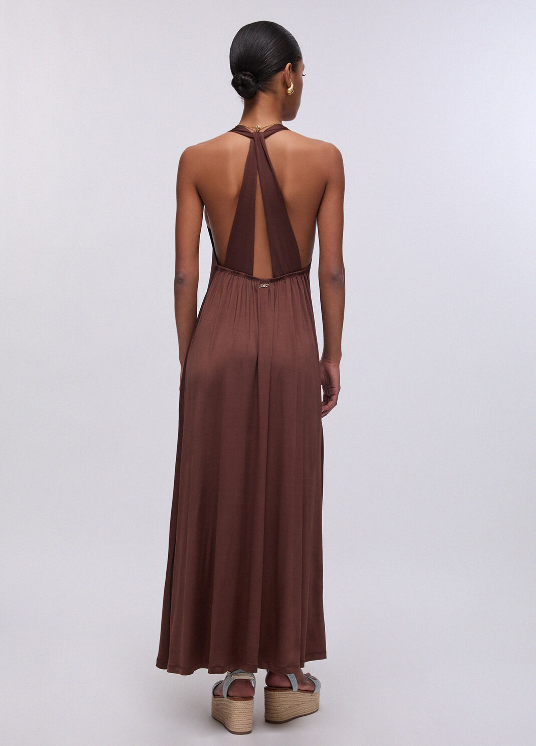 Langes Kleid aus gl&auml;nzendem Jersey Erde Liu Jo - large image number 1