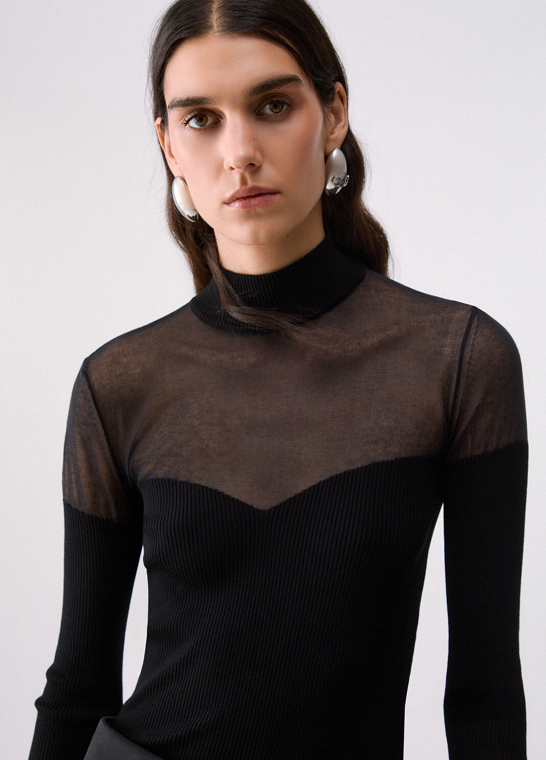 Turtleneck top with see-through inserts black Liu Jo - large image number 4