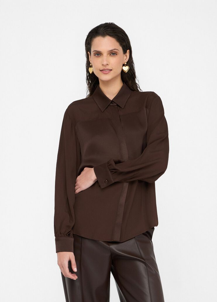 Crêpe de chine shirt chocolate Liu Jo - medium Crêpe de chine shirt chocolate Liu Jo - medium
