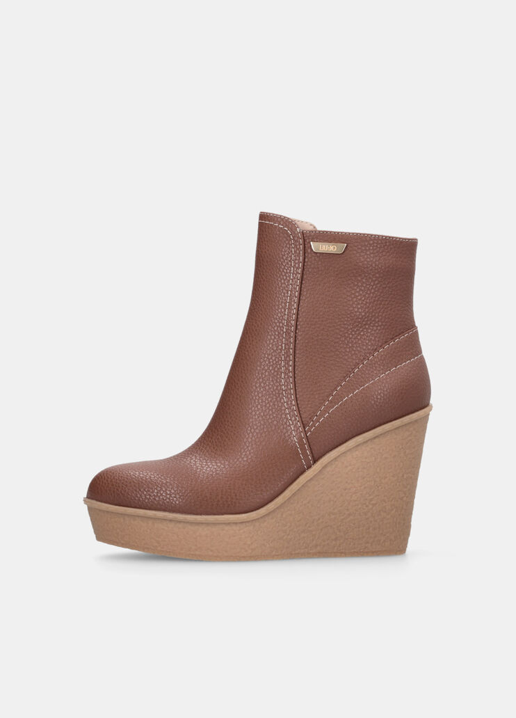 Leather ankle boots with wedge heel chocolate Liu Jo - large image number 5