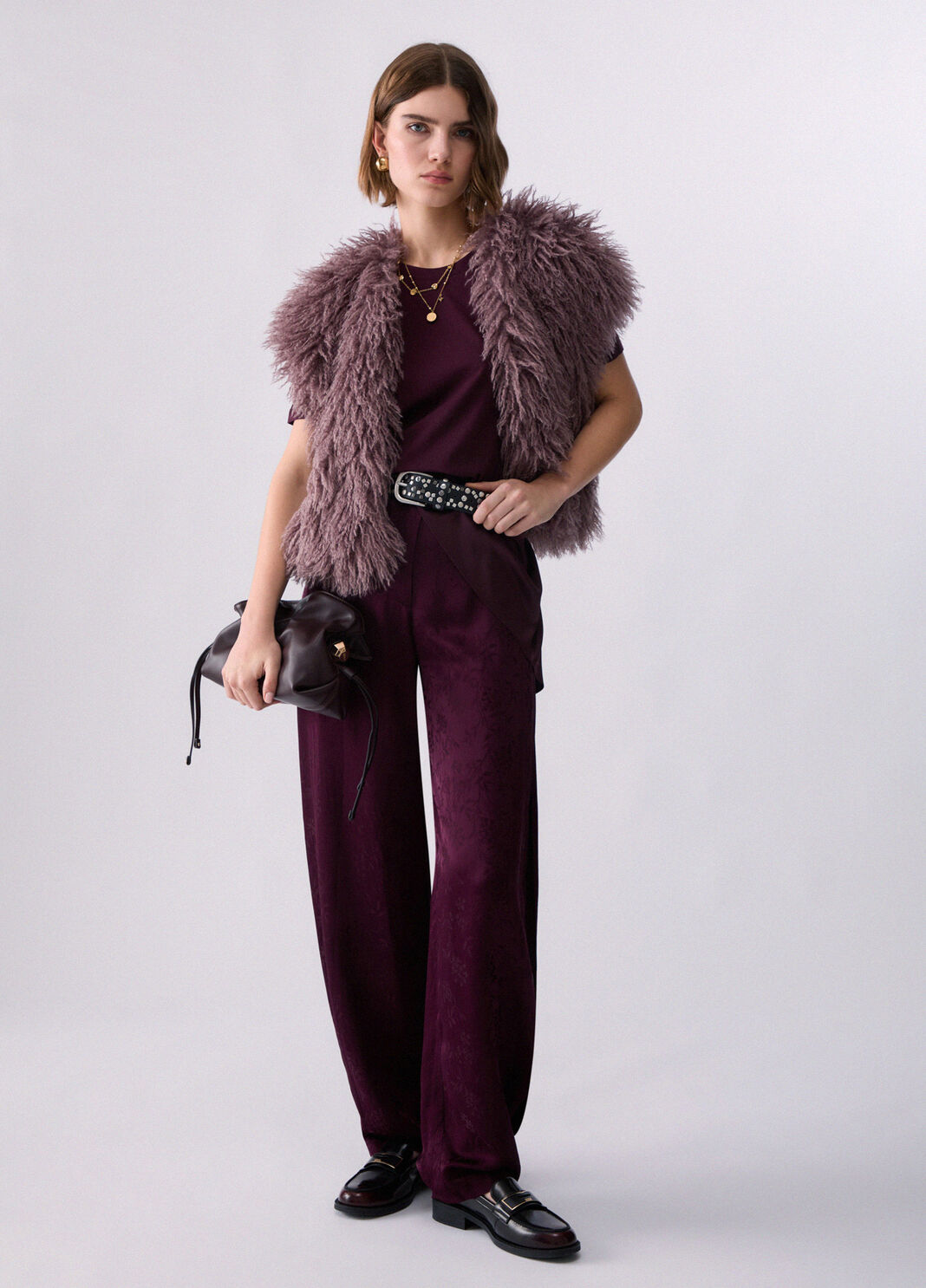 Bimaterial T-shirt aubergine Liu Jo - large image number 5