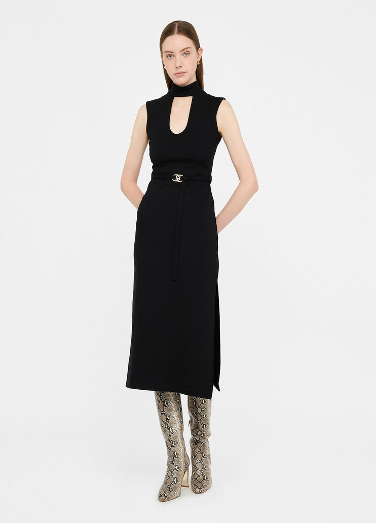 Midi dress with belt black Liu Jo - large image number 3 Midi dress with belt black Liu Jo - large image number 3