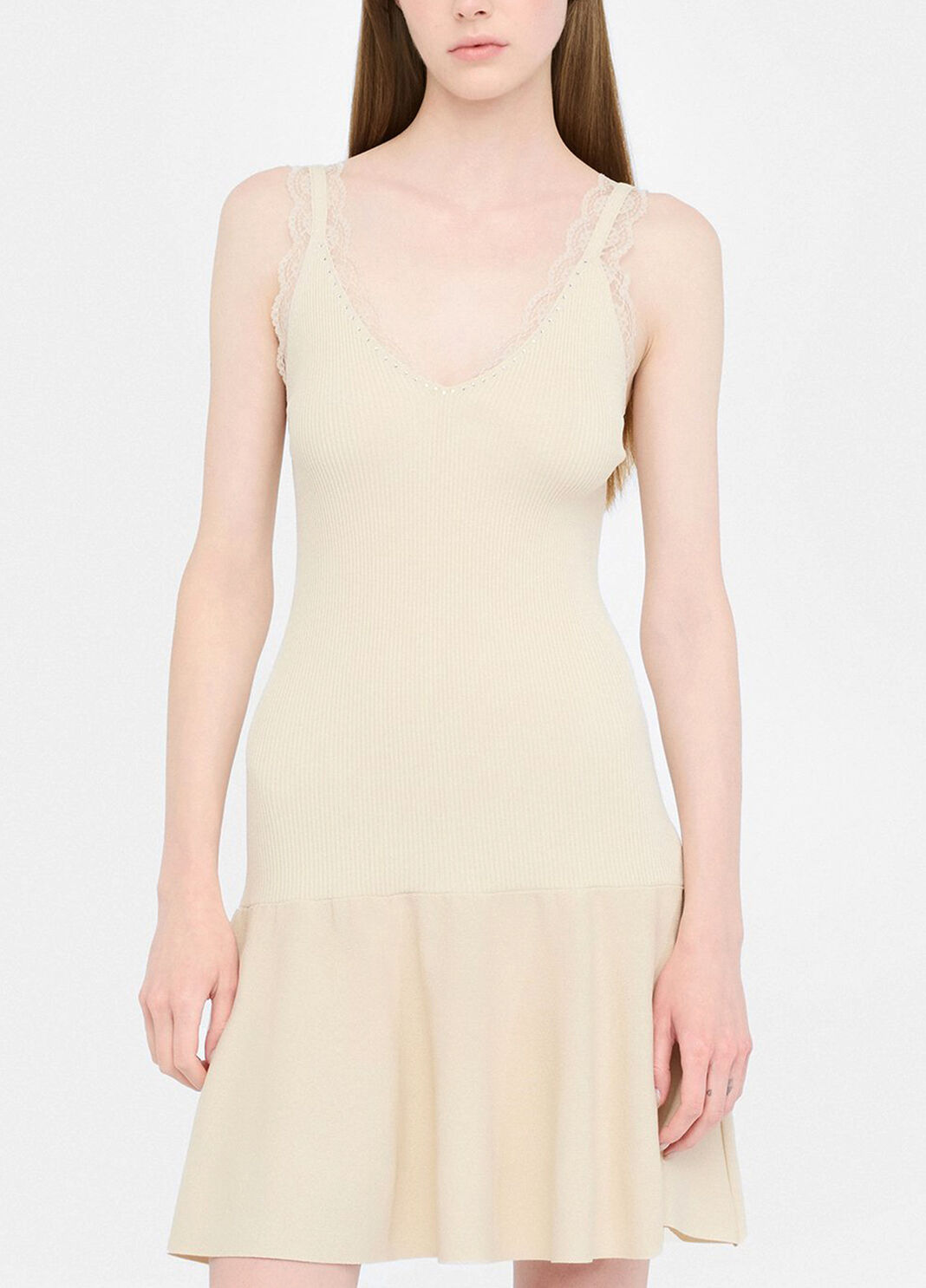 Short dress with lace details light beige Liu Jo - large image number 0