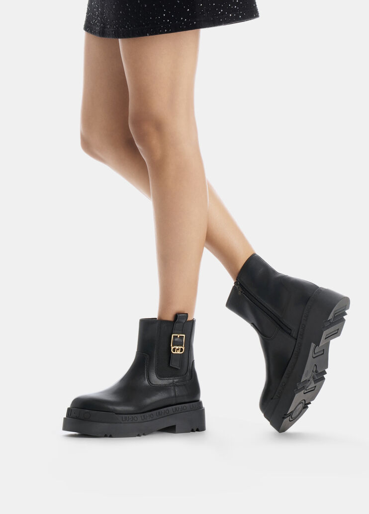 Plateau-Stiefelette aus Leder Schwarz Liu Jo - large image number 0