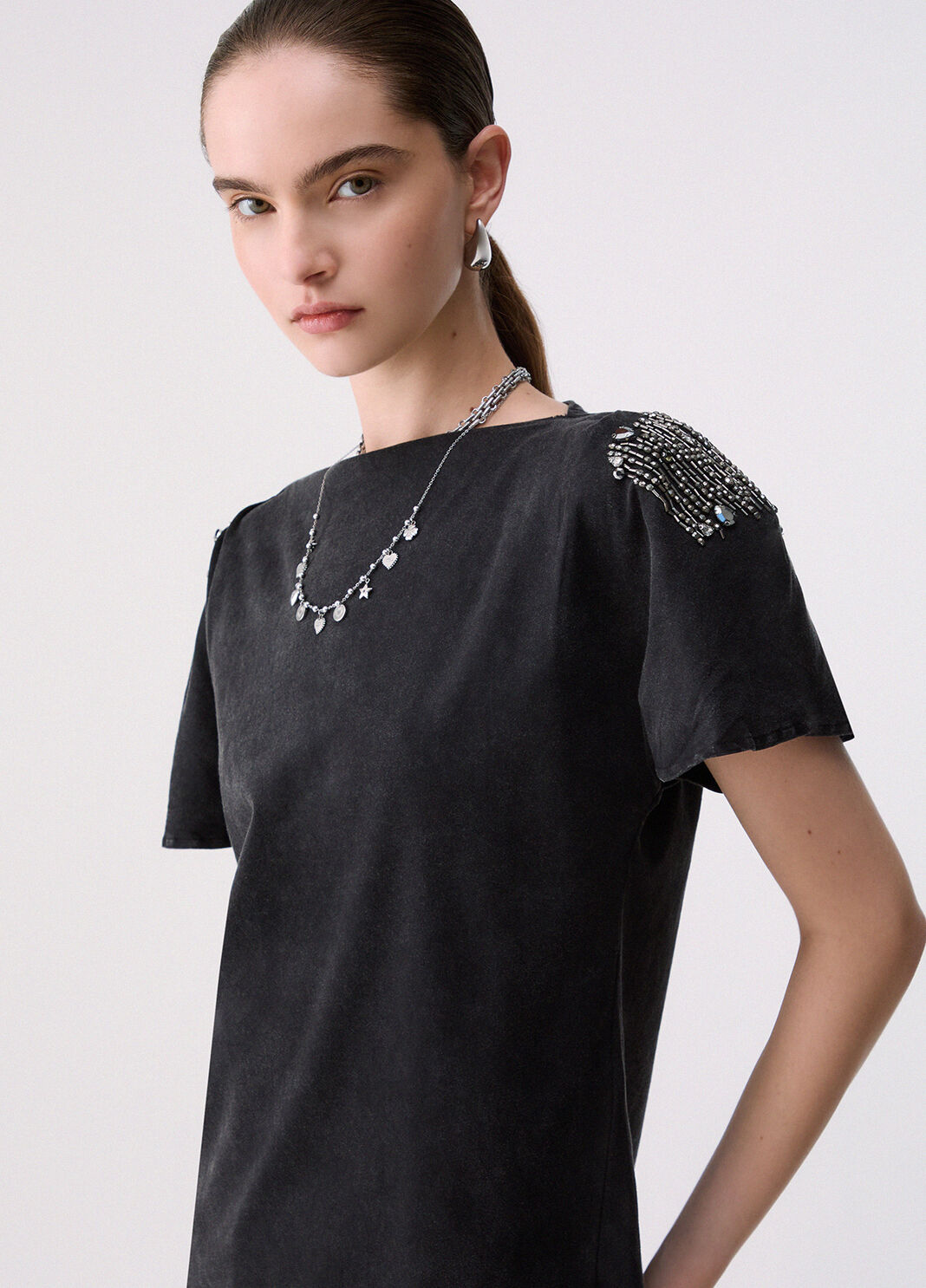 Embroidered Jersey Top grey Liu Jo - large image number 4