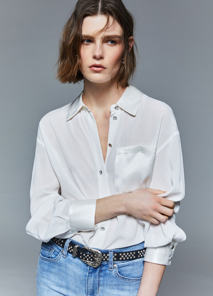 Hemd mit Tasche aus Satin Wei&szlig; Liu Jo - medium