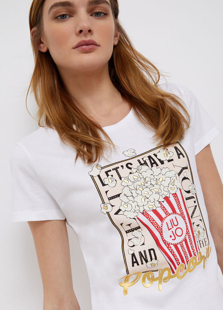 T-shirt with print and appliqués white/pop-corn Liu Jo - large image number 2 T-shirt with print and appliqués white/pop-corn Liu Jo - large image number 2