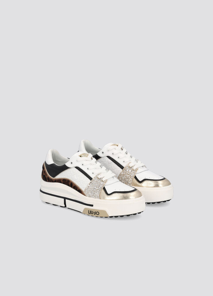 Sneakers with animal-print details white/animalier Liu Jo - large image number 1 Sneakers with animal-print details white/animalier Liu Jo - large image number 1