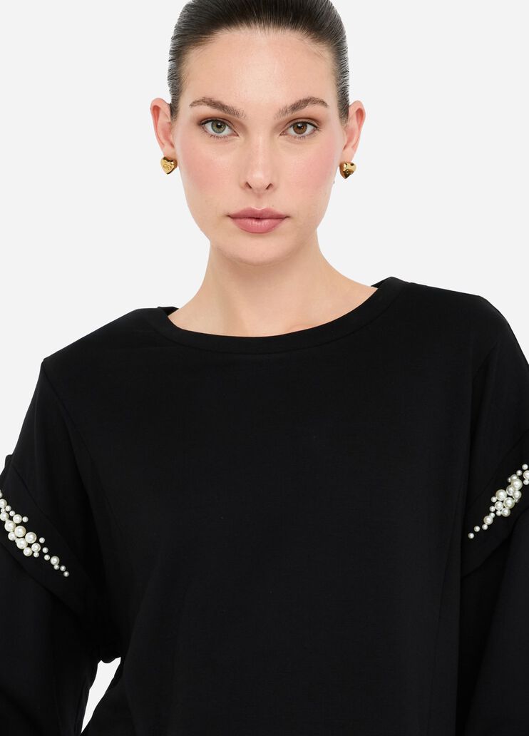 Sweatshirt with maxi beads black Liu Jo - large image number 2 Sweatshirt with maxi beads black Liu Jo - large image number 2
