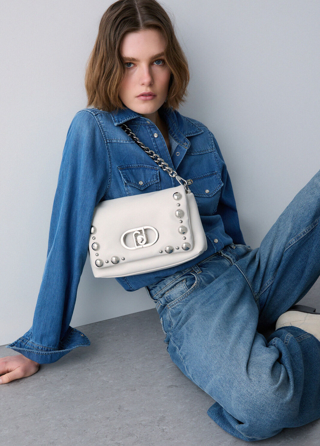 Medium LaPuffy bag with beads cream Liu Jo - large image number 0