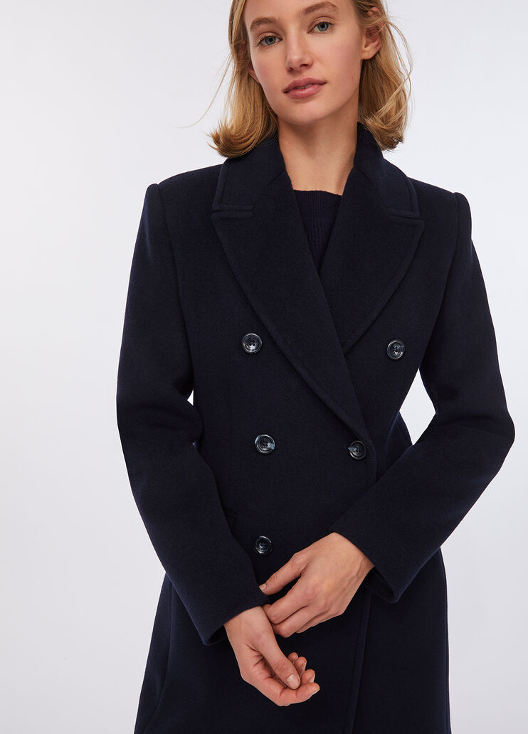 Abrigo de doble botonadura de lana azul marino Liu Jo - large image number 3