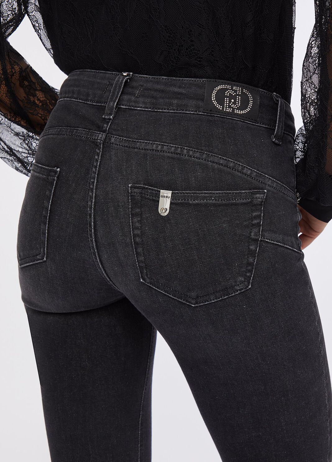 Slim jeans with rhinestones black denim Liu Jo - large image number 2